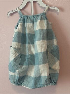 Stem Blue and White Plaid Bubble Hem Dress Sz 6 Mo